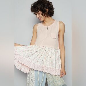 POL Pink Floral Sleeveless Top